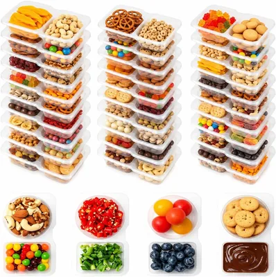 Reusable Snack Containers 30 Pack Double Compartment