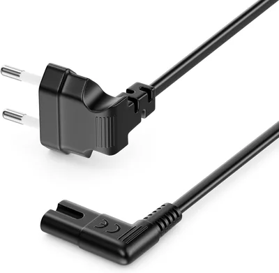 DeleyCON 6m Kraftkabel Euro-stopp 90° till C7-sockel 90° - Schwarz | EU-kraftkabel, platt anglet apparatkabel