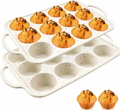 2 Pack Silicone Muffin Pan - 12 Cup