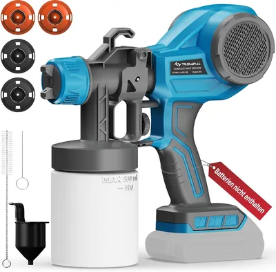 Tilswall Alien500 Akku-Farbsprühsystem für Makita 18 V (ohne Drahtlos, Elektrische Spritzpistole, 4 Düsen)