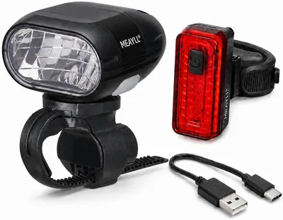 Set Luci Bici Meayll Anteriore e Posteriore StVZO, 120 Lux con Sensore, Batteria 2000 mAh