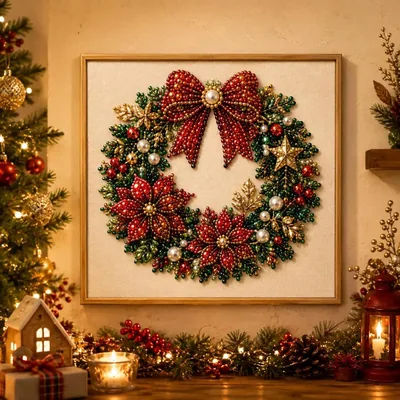 2026 Christmas Diamond Pearl DIY Painting Kit with Frame