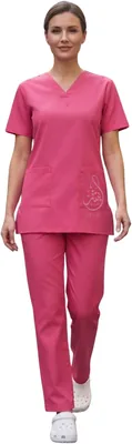 Professional Uniform Set, Cotton V-Neck Top & Trousers