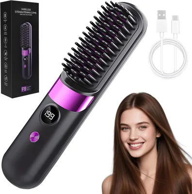 Hemioke Hair Straightener Brush - 4 Heat Settings