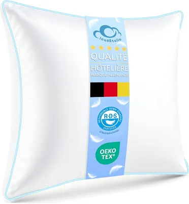 Oreiller en plumes et duvet 60 x 60 cm CloudÉtoile - Luxe et confort pour une bonne nuit