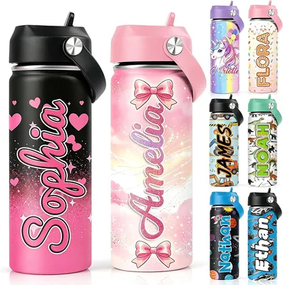 Personalized Water Bottle Kids Name Engraved 18 oz Stainless Steel Best Deal