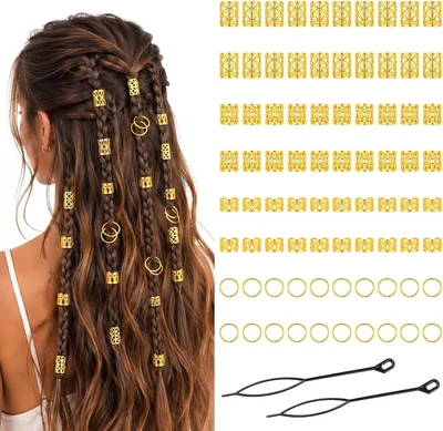 D.Bella Gold Hair Jewelry Set - 80 Pcs Cuffs & Rings