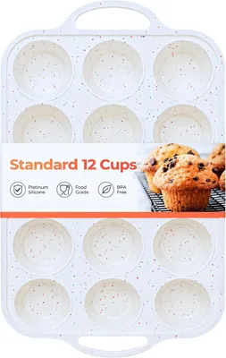CAKETIME Silicone Muffin Pan 12 Cup