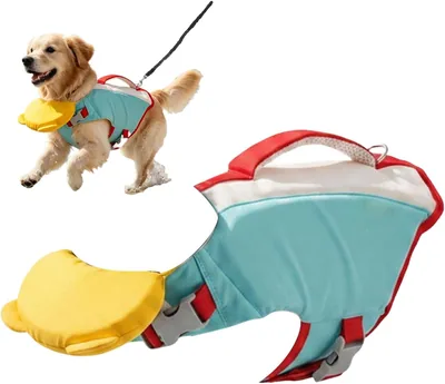 Gilets de sauvetage pour chien Shark avec sangle de menton, gilet flottant haute visibilité avec poignée et anneau de traction pour piscine