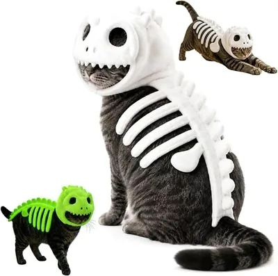 恐竜の骨格着ぐるみ - 猫 かぶりもの 犬ペット用 柔らかいぬいぐるみ ハロウィン コスプレ パーティー衣装