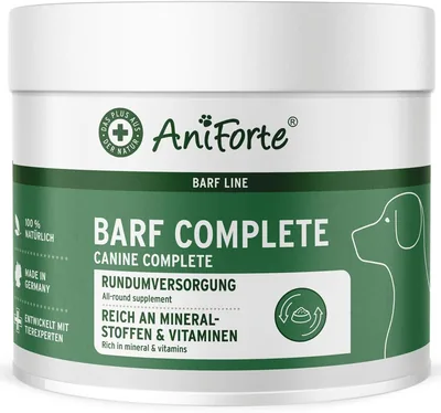 AniForte Barf Complete Powder für Hunde 250 g - Natürliche Allround-Versorgung, Reich an Mineralien & Vitaminen, Balancierendes Barf-Zusatzmittel - 75% Rabatt