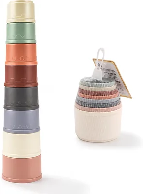 8 Pack Rabbit Stacking Cups - Multicoloured Foraging Toy