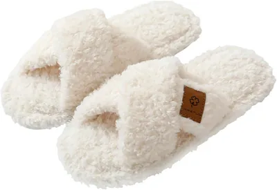 VeroNara Fuzzy Open Toe Slippers for Women