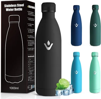 Boccale Termico da 1 Litro, Senza BPA, Doppia Isolazione, per Corsa, Picnic e Fitness