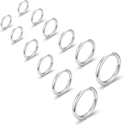Small Silver Hoop Earrings 52% Off | 14K Gold Huggie Set