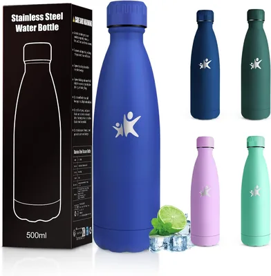 Botella de Agua de Acero Inoxidable - 0.5L - Botella Térmica, Libre de BPA, para Picnic
