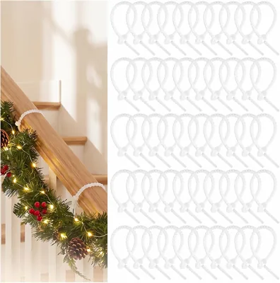 50Pcs Clear Garland Ties Xmas Hanger