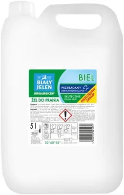 Biały Jeleń Żel do Prania Biel, 5 l, Hipoalergiczny, do Białego, 60 Prań