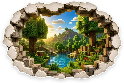 INKati Cube World Forest Illusion Contour-Cut Vinyl Wall Sticker Best Deal