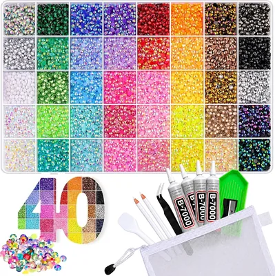 40000Pcs Bedazzling Kit with Pouch, 40 Colours Rhinestones
