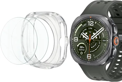 Funda de Mica 3 en 1 USTIYA para Samsung Galaxy Watch Ultra 2 47mm SM-L715 con 2 Protectores de Pantalla HD Cristal