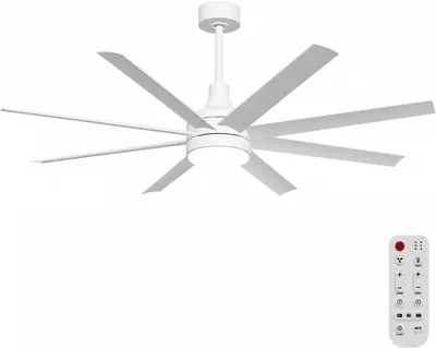 Ventilatore da soffitto Aigostar con luce e telecomando silenzioso, 8 pale | 2700K-6000K dimmabile, motore DC 55W reversibile, 6 velocità