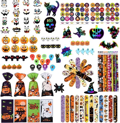 200PCS Halloween Party Favors Kit - Stickers & Pencils