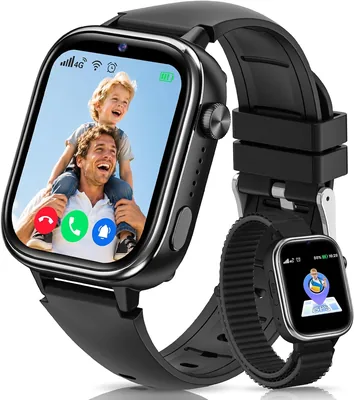 NAIXUES Reloj Inteligente para Niños con GPS/SOS/Llamadas Vídeofonáticas/Modo Clase, Negro | Reloj Inteligente 4G para Niños con Llamadas y Mensajes de Texto