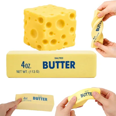 2 Pezzi Squishy Formaggio e Burro, Giocattoli Antistress per Adulti
