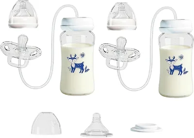 2X Pacifier Bottle Feeder - Silicone Anti-Colic Adjustable Feeding Bottles with Lids Best Deal