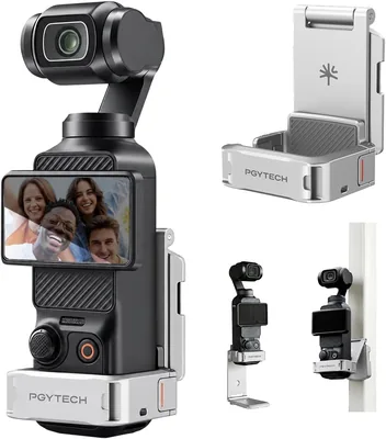 PGYTECH Klatka do Dji Osmo Pocket 3/4/4 Pro, Ramka Rozszerzająca, Srebro | Trwały Stop Aluminium, Szybkie Mocowanie Magnetyczne
