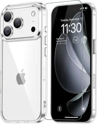 XIWXI iPhone 18 Pro用透明ショックプルーフケース iPhone 18 Pro用ガラスフィルム付き
