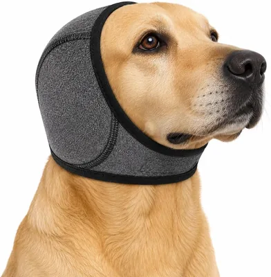 JapeLessor Orejeras contra Ruido para Perro, Capucha de algodón Ajustable (Gris Oscuro, S)