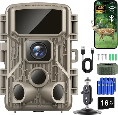 Punvoe Trail Camera 64MP 4K WiFi Game Cam Yellow
