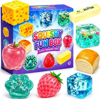 Caja de 8 piezas Squishy Misterio Diversión Set Pack - Kit Anti-estrés Creativo de Maltas de Azúcar de Retorno Lento