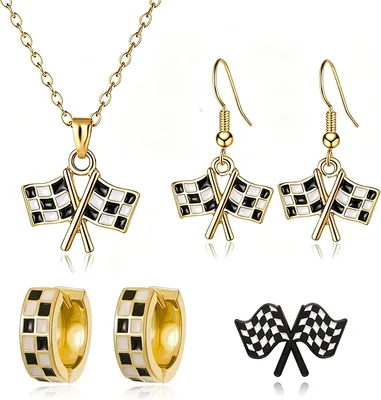 Checkered Flag Jewelry Set for Women