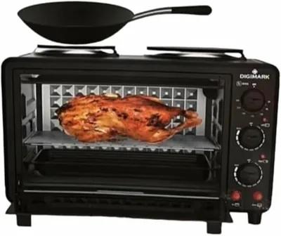 Electric Oven 2 Hot Plate Black 28L Capacity Built-In