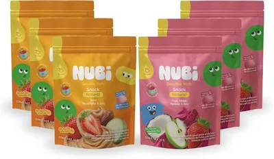 Nubi Melts Snacks para Bebé Sin Lácteos y sin azúcar añadida Fresa-Calabaza (PB&J) y Manzana-Betabel, 6x12g