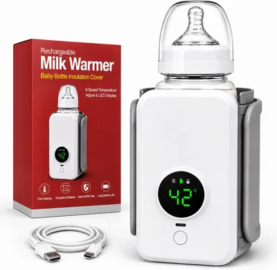 Portable Baby Bottle Warmer, Cordless Rechargeable Milk Heater