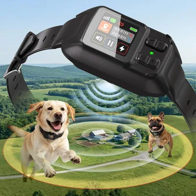 GPS Wireless Dog Fence System, No Subscription, with 4 Adjustable Modes, IPX7 Waterproof Rechargeabl