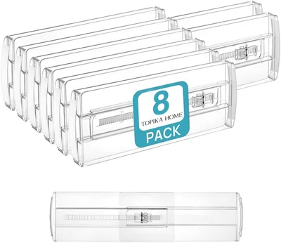 TopikaHome 8Pcs Clear Drawer Divider Organizer