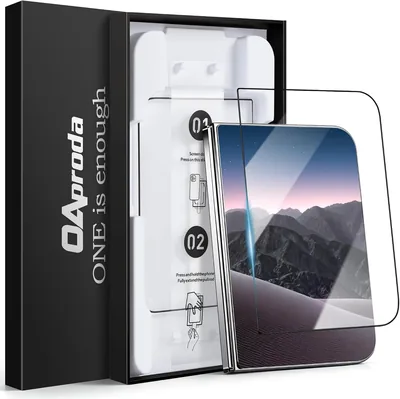 OAproda iPhone 18F 保護フィルム2枚セット ガイド枠自動吸着 3秒簡単貼り付け iPhone Duo用 指紋防止 サラサラ操作