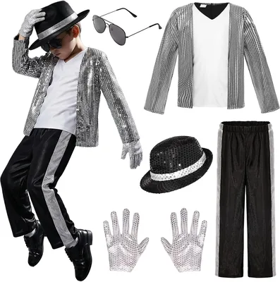 Dance Star Costume - 80s 90s Pop Stage Outfit Glasses Hat Gloves Halloween Cosplay Best Deal