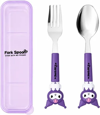 Orevia Kids Cutlery Set with Case - Fork and Spoon for School & Travel