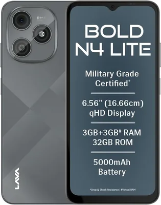 लावा बोल्ड N4 लाइट (गेस्ट सिल्वर, 3GB रैम, 32GB स्टोरेज) | 6.56 इंच qHD डिस्प्ले | 8MP रियर कैमरा | 5000mAh बैटरी | फ्री सर्विस