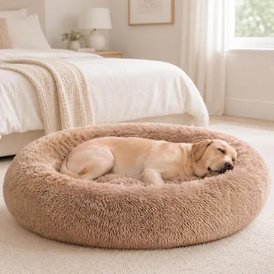 Sweetcrispy Large Dog Bed - Calming Donut Bed