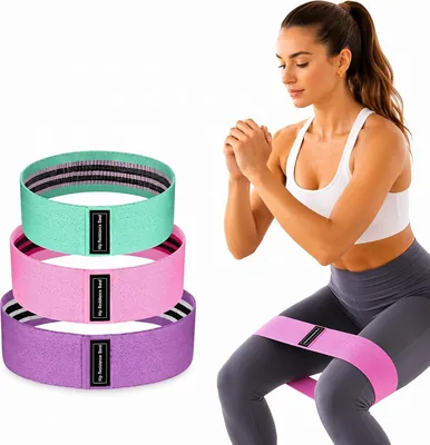 Kit com 3 Faixas Elásticas de Intensidade Variável para Treino de Pernas e Glúteos