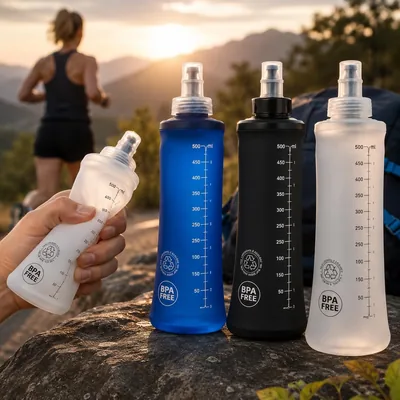 Garrafa Dobrável Soft Flask 500ml Silicone Flexível BPA Free Garrafinha De Corrida Bike Cor sortida
