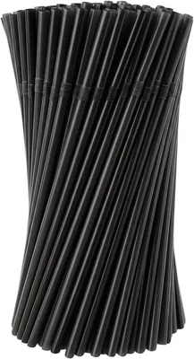 KURTT 500 wiederverwendbare Strohhalme, spülmaschinenfest, Schwarz, 5 x 230 mm