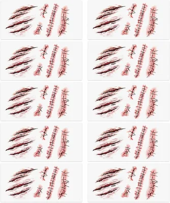 Halloween Wound Tattoos - 10 Sheets 3D Realistic
